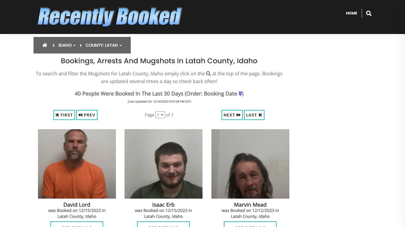 Recent bookings, Arrests, Mugshots in Latah County, Idaho - Recently Booked