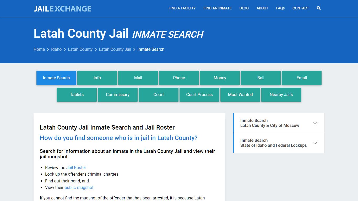 Inmate Search: Roster & Mugshots - Latah County Jail, ID - Jail Exchange